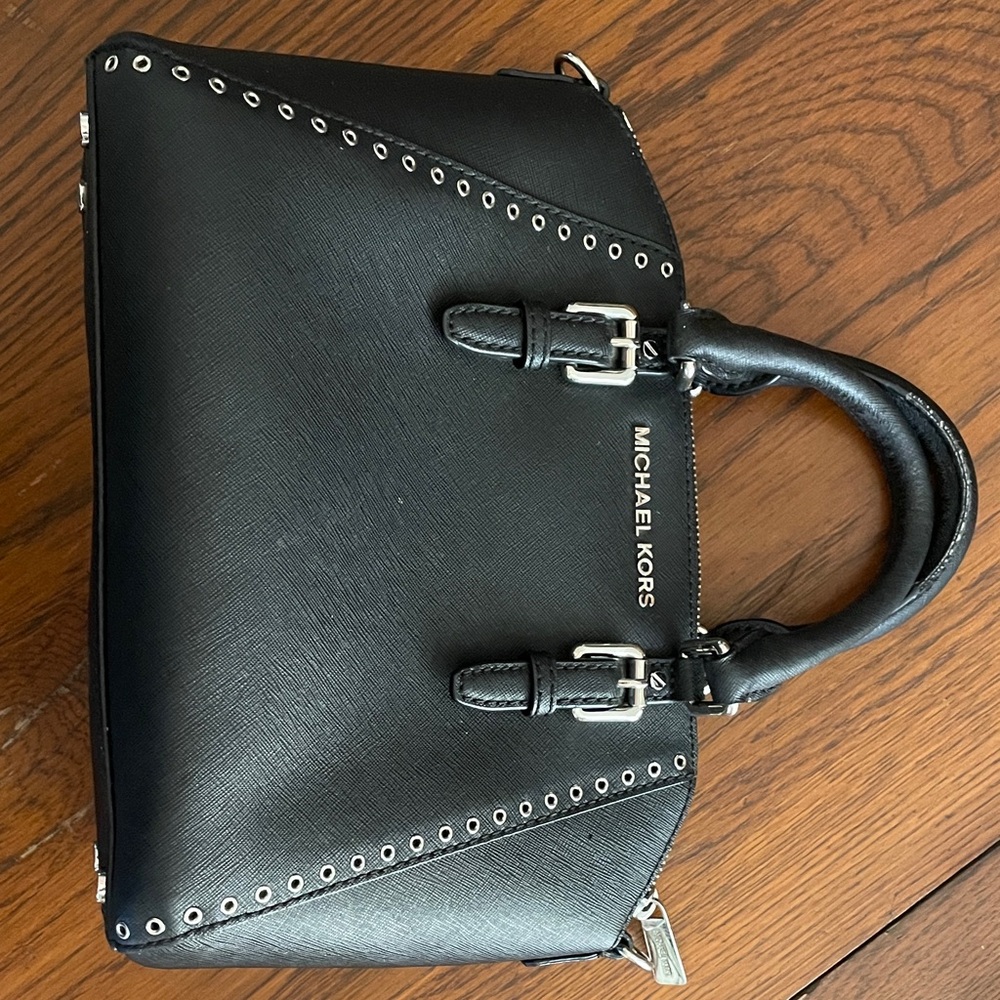 Michael Kors Black Satchel with Silver Details